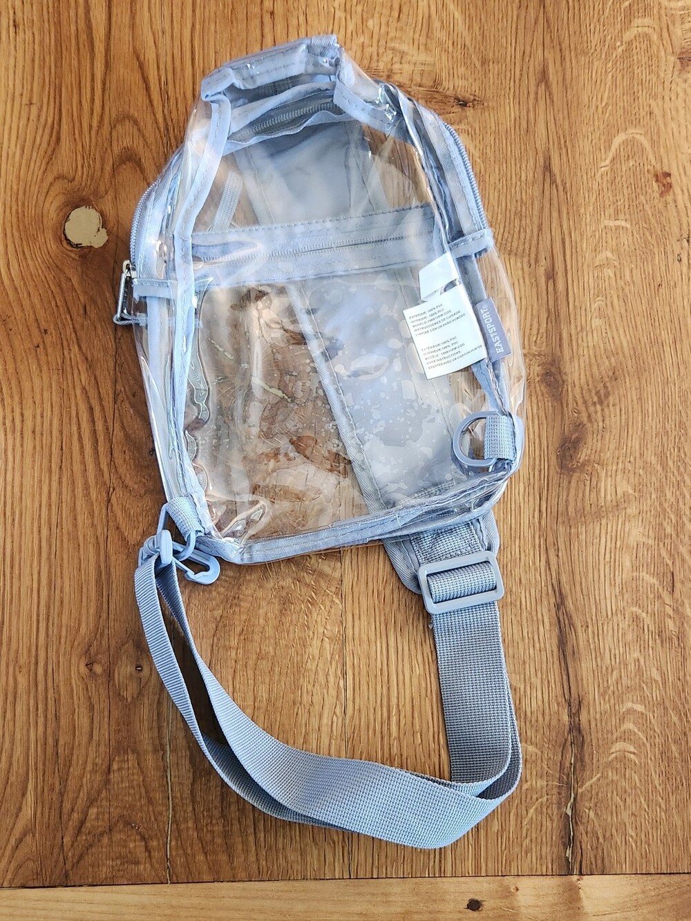 Clear Crossbody Concert Bag with Pale Blue Trim - Picture 2 of 4